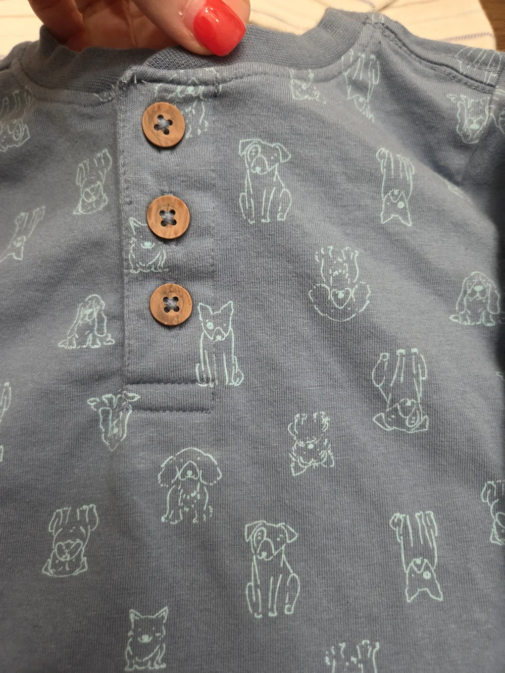 Tommy Bahama Light Blue Baby Henley with Mint Dog Print